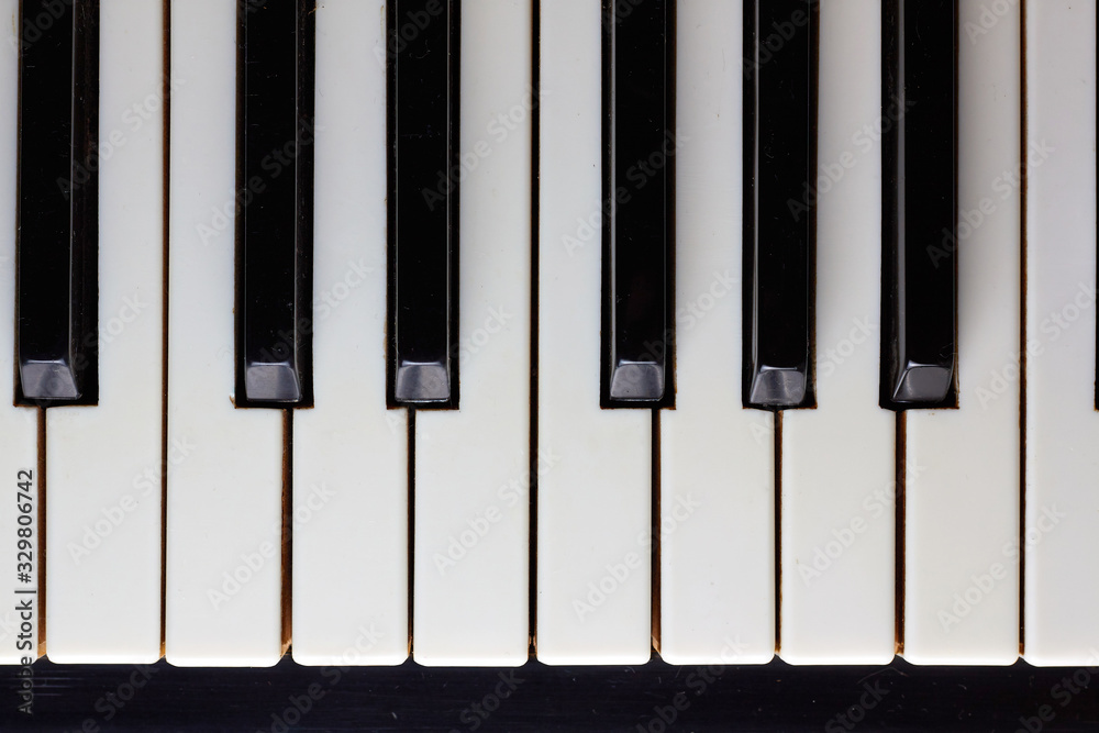 Old Piano keys viewed from above Old Piano keys viewed from above