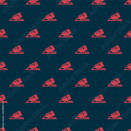 Red line Cocaine and credit card icon isolated seamless pattern on black background. Vector Illustration