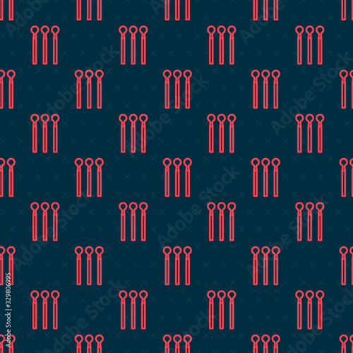 Red line Matches icon isolated seamless pattern on black background. Vector Illustration