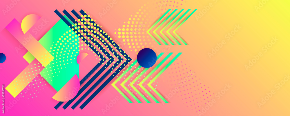Naklejka Bright color design backgrounds template summer juicy lines art background with geometric