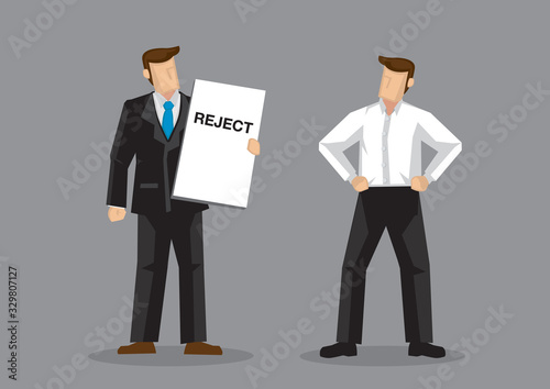 Businessmen Holding Rejection Letter Cartoon Vector Illustration