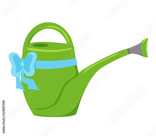 Arbor day. Vector illustration of watering can isolated on white background for outdoor activities, digging and gardening. Earth day. Flat design	