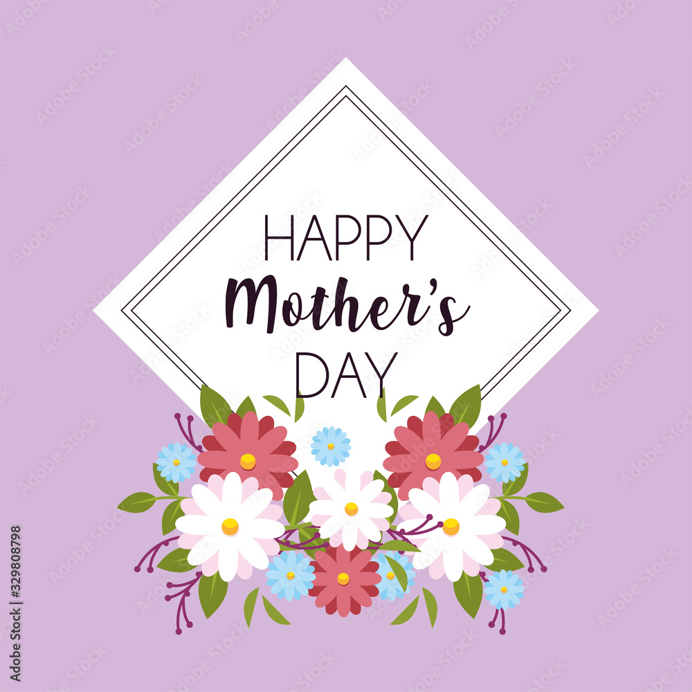 label happy mothers day and flower frame label happy mothers day and flower frame