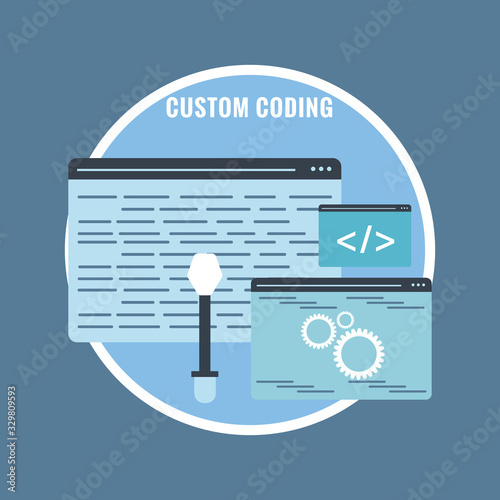 custom coding flat design