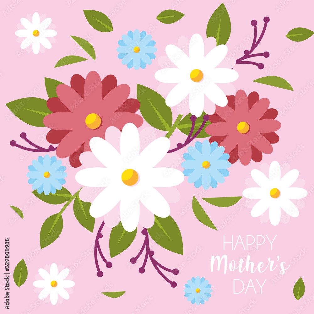 beautiful greeting card with label happy mothers day