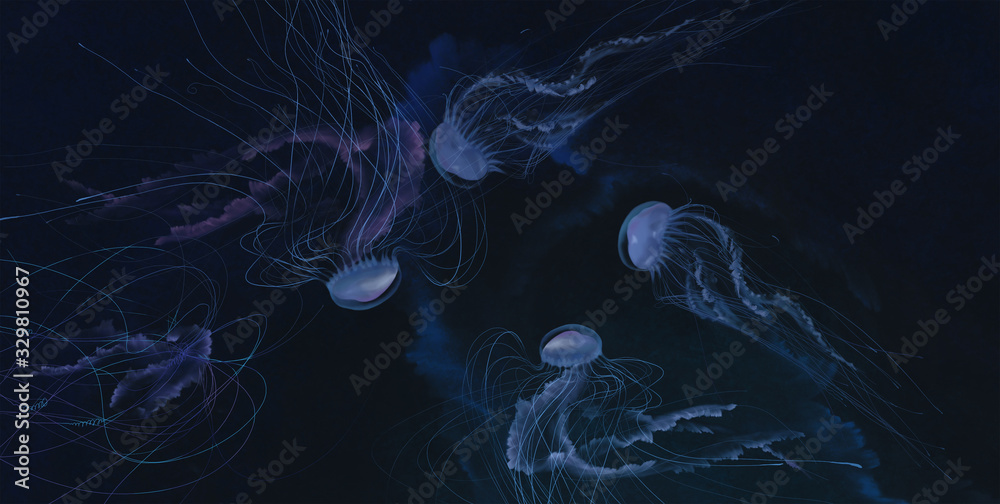 Naklejka медузы в воде