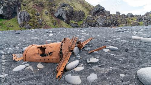Remains of a shipwreck at the beach of Djupalonssandur, Snaefellsnes Dritvik, Iceland photo