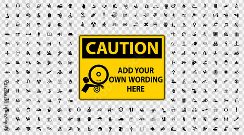 Symbol Safety Sign Caution lable Isolate on transparent Background,Vector Illustration