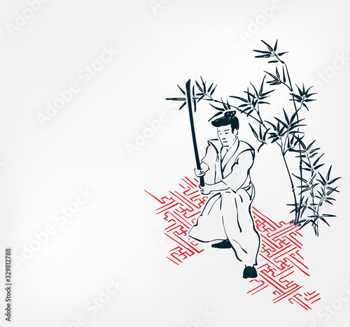 japanese chinese vector design samurai training nature