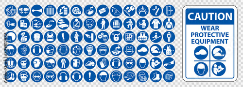 Symbol Safety Sign,Personal Protective Equipment (PPE) Isolate on transparent Background,Vector Illustration