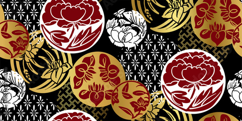 japanese chinese vector design seamless pattern heraldic badge circle