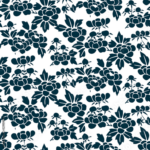 peony japanese chinese design vector seamless pattern