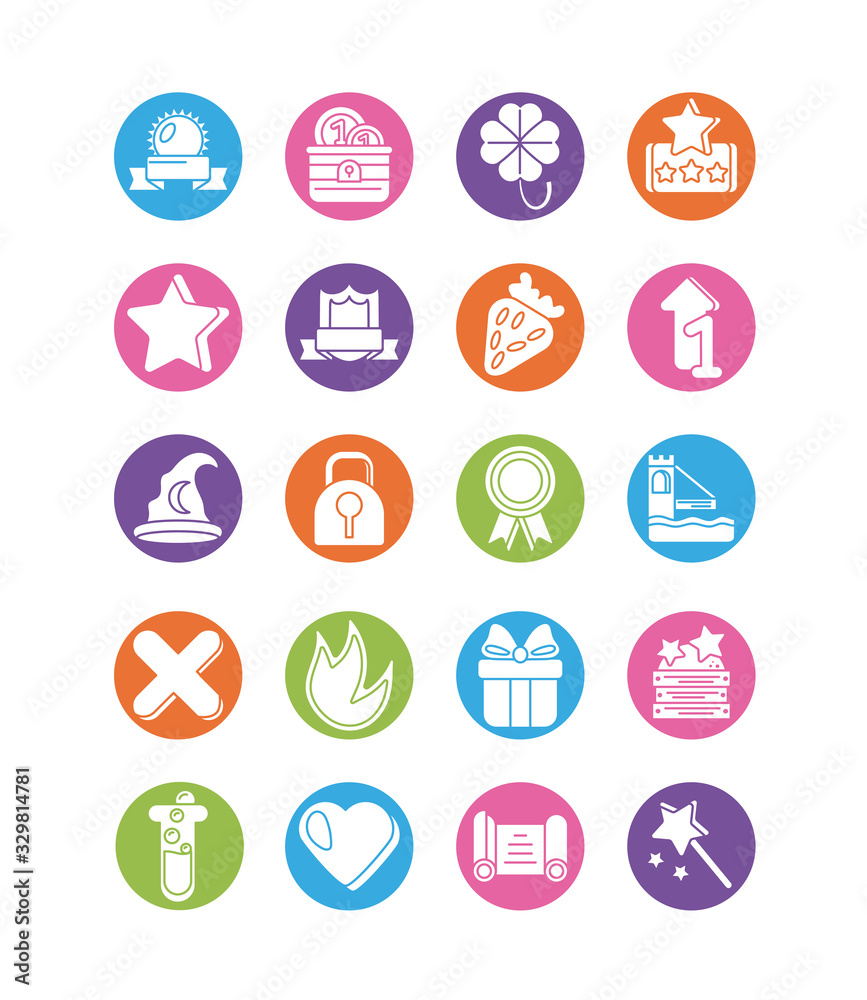 set of icons video game , silhouette style icon set of icons video game , silhouette style icon