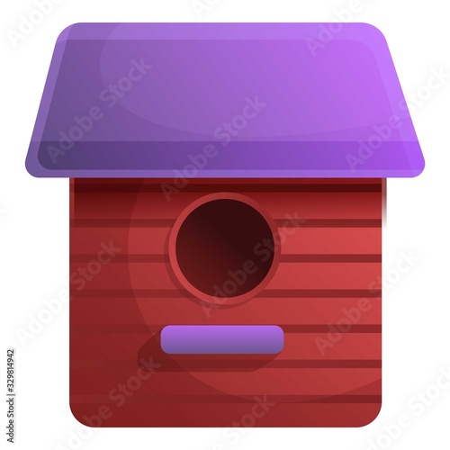 Red bird house icon. Cartoon of red bird house vector icon for web design isolated on white background