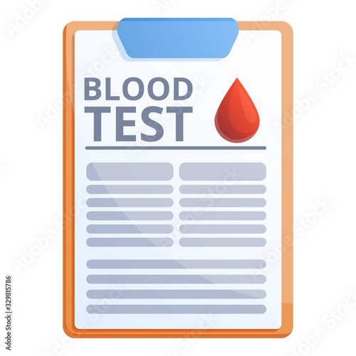 Blood test result icon. Cartoon of blood test result vector icon for web design isolated on white background