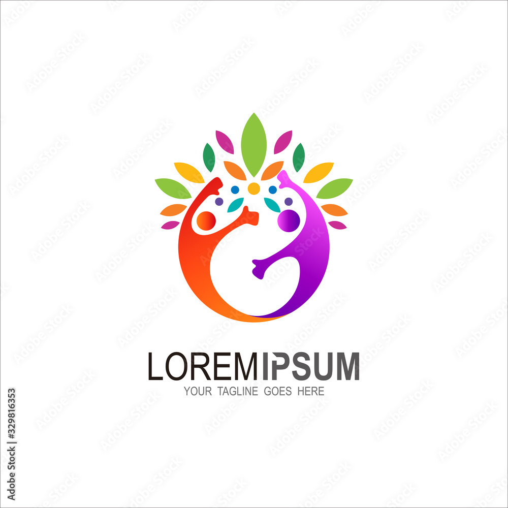 Tree logo and social design template ,charity logo , leaf and human, colorful logo template Tree logo and social design template ,charity logo , leaf and human, colorful logo template