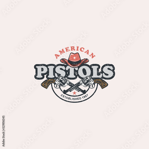 American Pistols badge logo design illustration