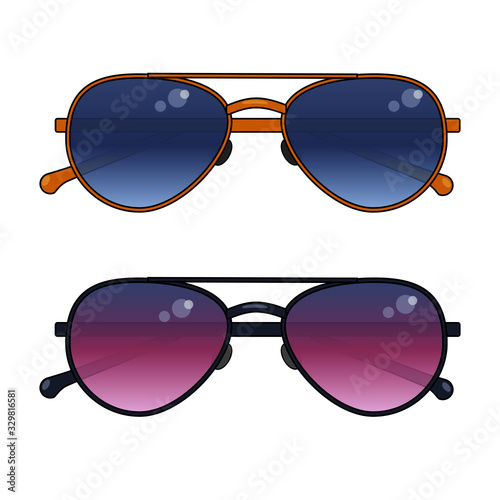 image of glasses with colored lenses , ready to use