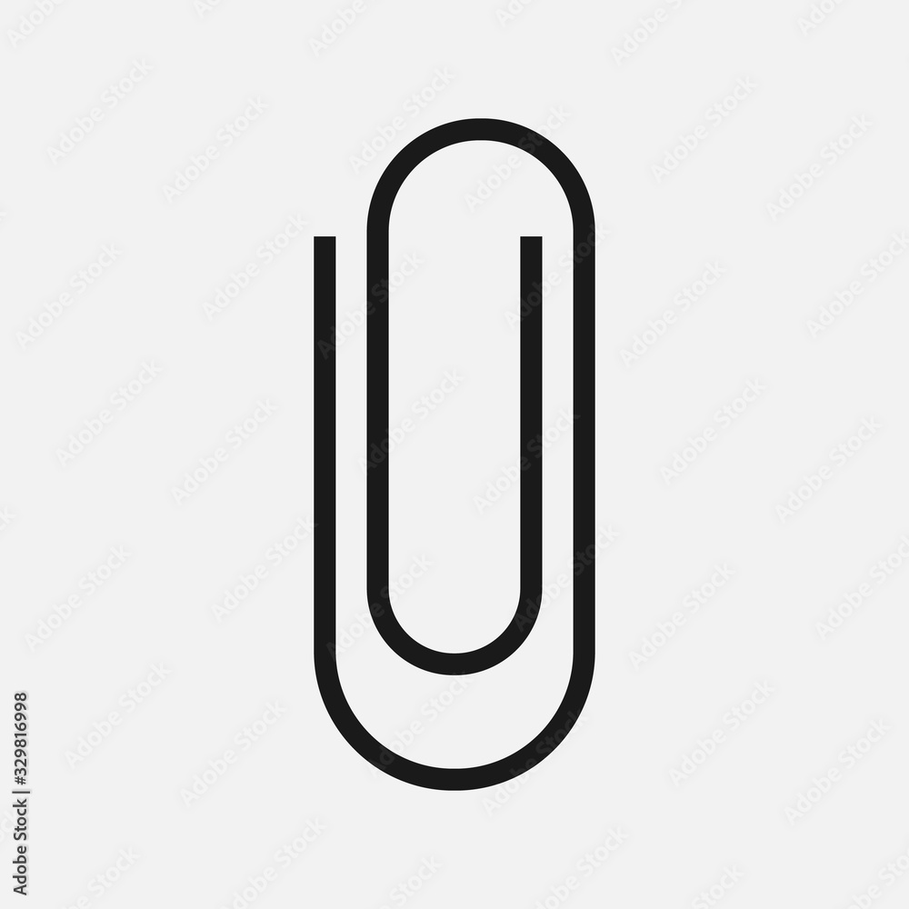 Paper clip line black and white vector icon. Paper clip line black and white vector icon.