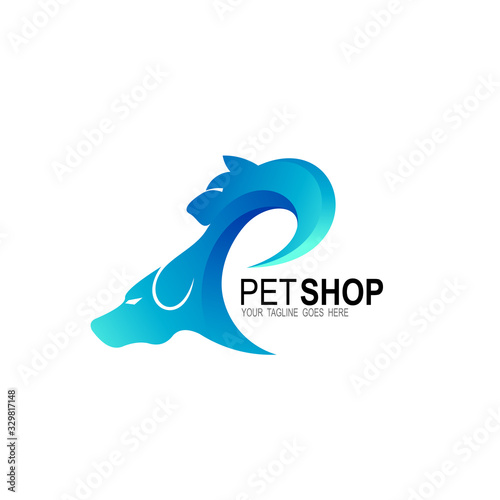 P logo and animal icon, Pet logo design 