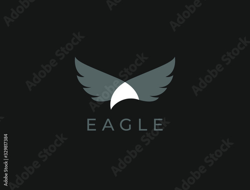 Flying bird vector logo. Elegant bird, eagle, hawk, vector logotype design. Universal premium falcon wing symbol.
