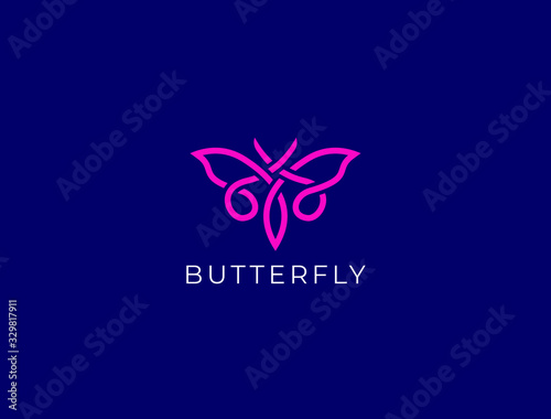Butterfly logo. Luxury line logotype design. Universal premium butterfly symbol logotype.