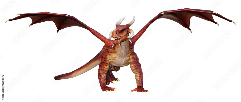 Obraz premium 3D Rendering Fairy Tale Dragon on White
