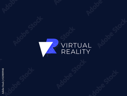 VR letter logo design. Simple, minimal and elegant VR logo design. Vector illustration template. Vector illustration.