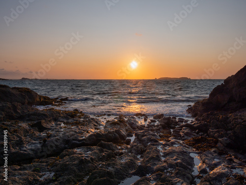 A dramatic sunset at the Atlantic coast of France.