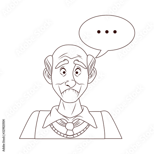 old grandfather with consecutive points in speech bubble
