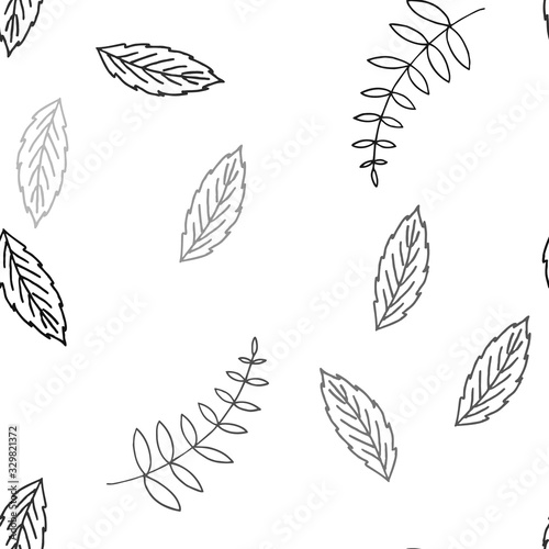 Seamless pattern of elements of leaves and flowers. Hand drawn vector illustration in doodle style. Elements for greeting cards, posters, stickers and seasonal design. © Михаил Собянин