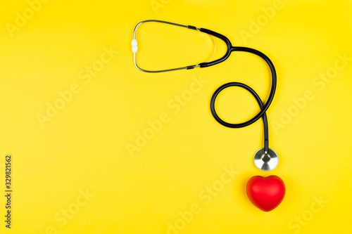 World health day concept Healthcare medical insurance with red heart and stethoscope