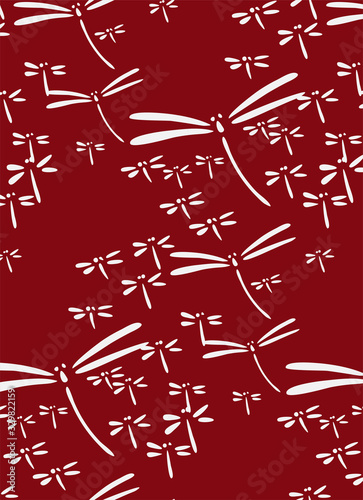 dragonfly oriental japanese chinese vector design seamless pattern