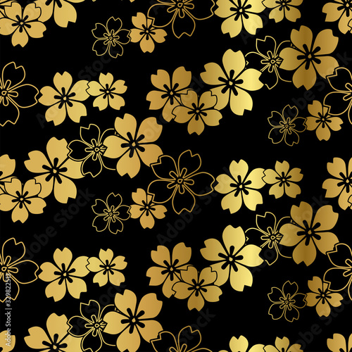 sakura blossom spring oriental japanese chinese vector design seamless pattern
