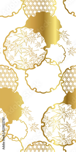 Valokuva snowflake maple leaves symbol circle ornamental oriental japanese chinese vector