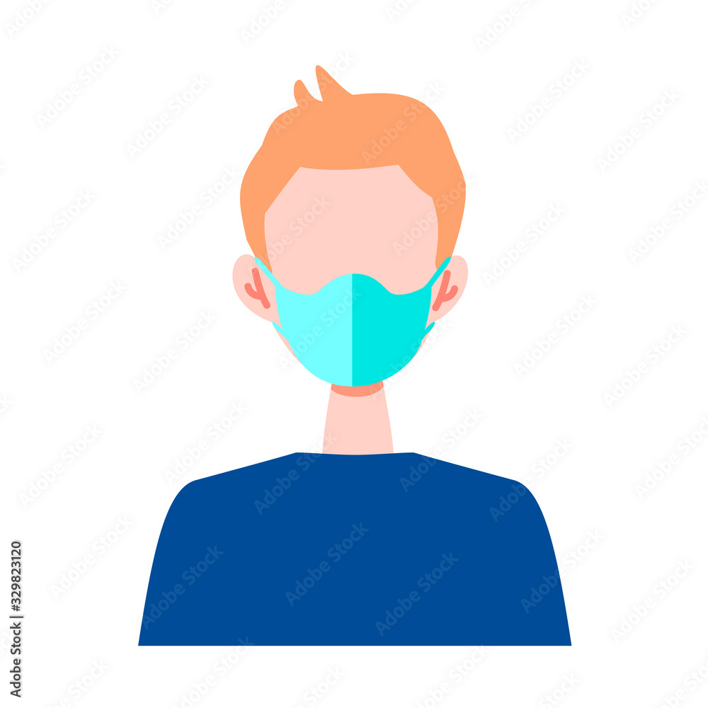 Vector flat illustration of people wearing a surgical mask