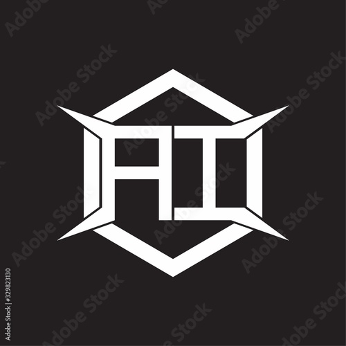 AI Logo monogram with hexagon and four taper shape design template