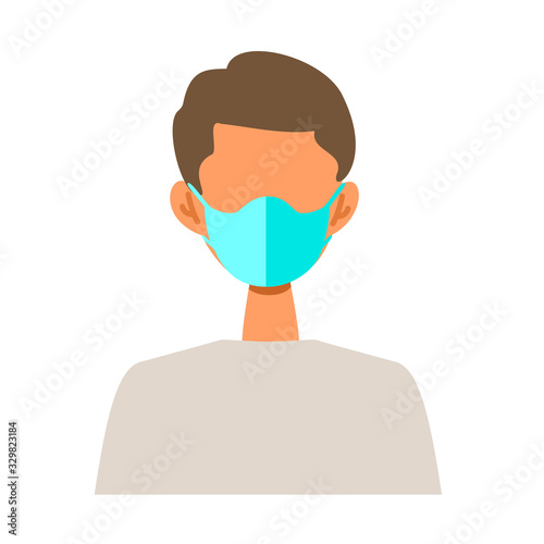 Vector flat illustration of people wearing a surgical mask