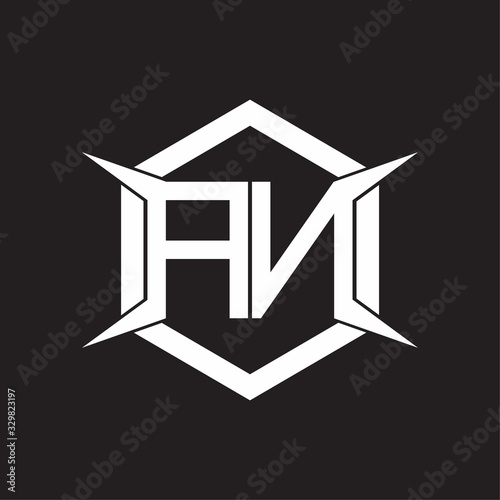 AN Logo monogram with hexagon and four taper shape design template