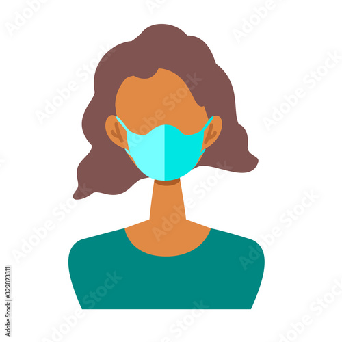 Vector flat illustration of people wearing a surgical mask