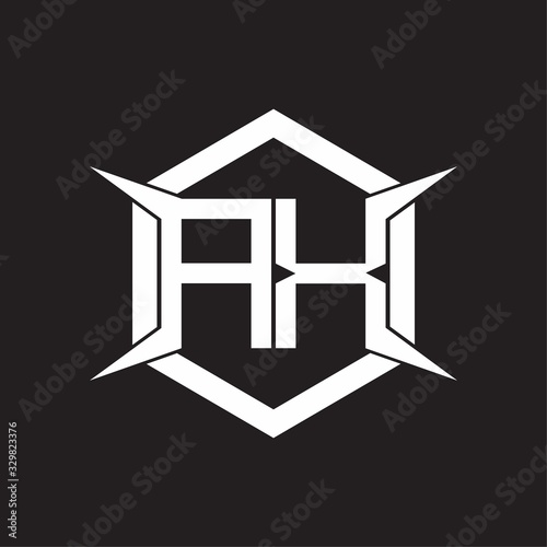 AX Logo monogram with hexagon and four taper shape design template