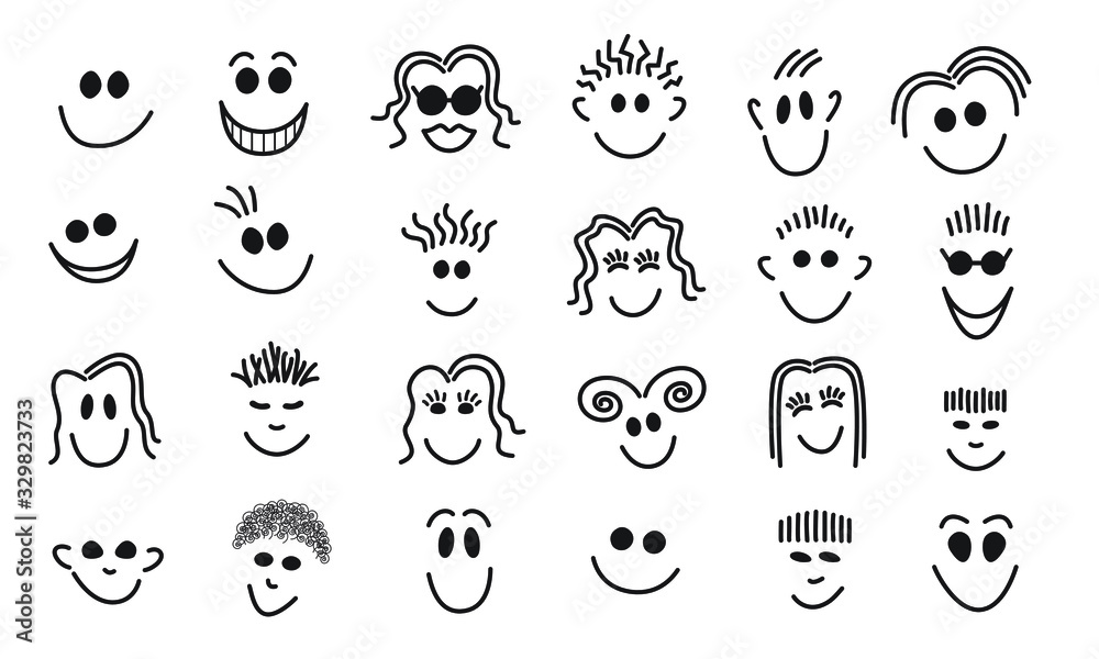 Faces, line drawing set Faces, line drawing set
