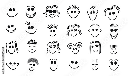 Faces, line drawing set