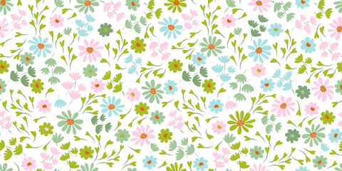 Fototapete Kleine Blumenmuster Frühlingsblüten im romantischen Gartenstil  © LilaloveDesign