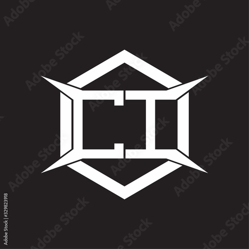 CI Logo monogram with hexagon and four taper shape design template