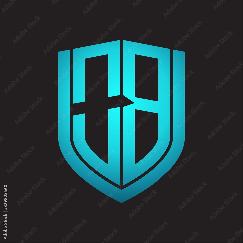 OB Logo monogram with emblem shield design isolated with blue colors on black background OB Logo monogram with emblem shield design isolated with blue colors on black background