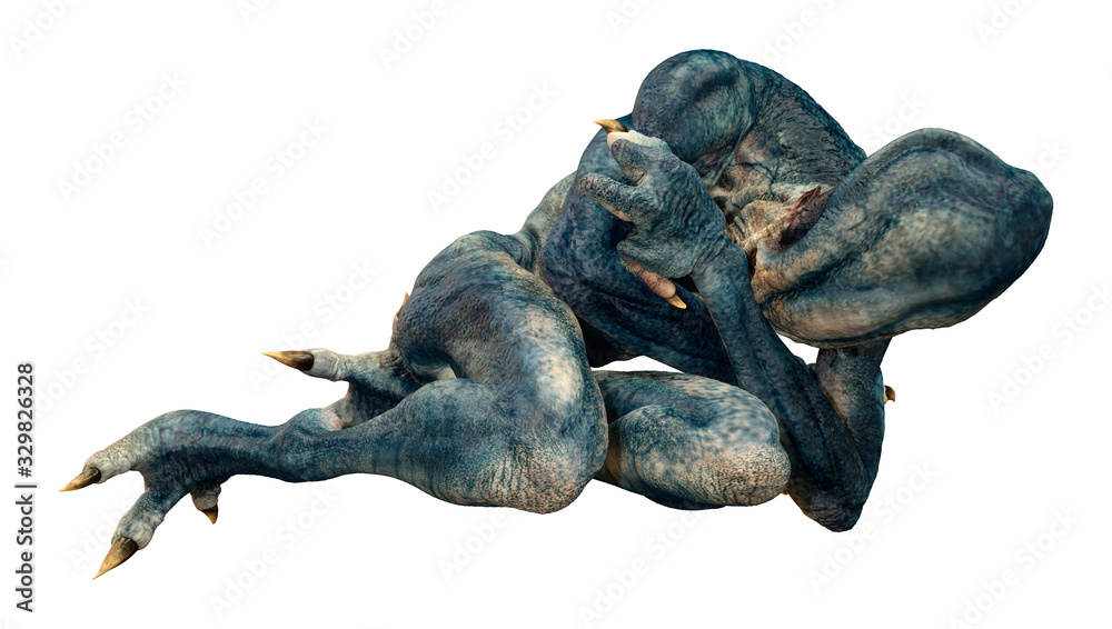 Fototapeta premium 3D Rendering Blue Alien on White