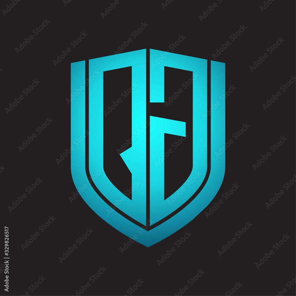QG Logo monogram with emblem shield design isolated with blue colors on black background QG Logo monogram with emblem shield design isolated with blue colors on black background
