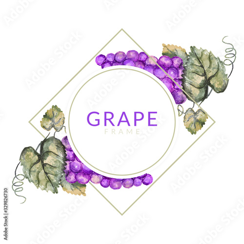 watercolor frame design with grapes