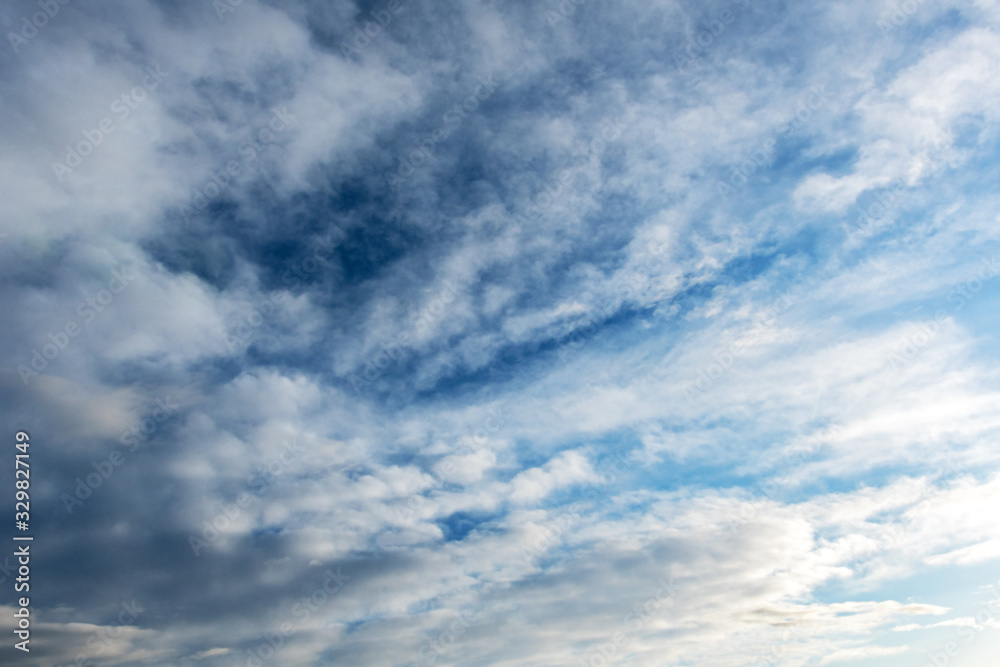 Backgrounds and textures. Blue beautiful sky with clouds.